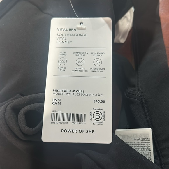 NWT Athleta Vital Sports Bra A-C | Black - Picture 7 of 9